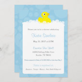 Rubber Ducky Baby shower Invitation - Blauw Kaart (Voorkant / Achterkant)