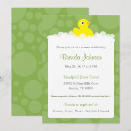 Rubber Ducky Baby shower Invitation - groen Kaart