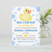 Rubber Ducky Baby shower Invitation Kaart (Staand voorkant)