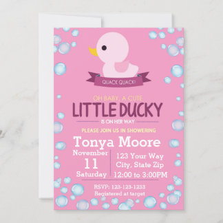 Rubber Ducky Baby shower Invitation (meisje) Kaart