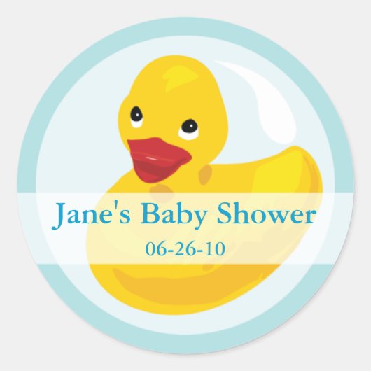 Rubber Ducky Baby shower Label Sticker (Voorkant)