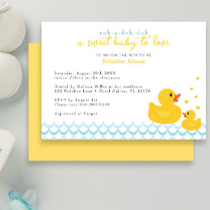 Rubber Ducky Baby shower Uitnodiging Blauw bad