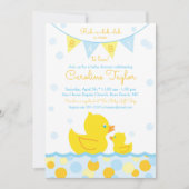 Rubber Ducky Baby shower Uitnodiging blauw & geel (Voorkant)