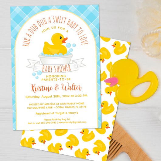 Rubber Ducky Baby shower Uitnodiging | geel bad