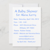 Rubber Ducky Baby shower-uitnodiging Kaart (Achterkant)