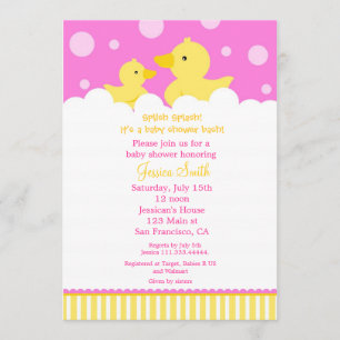 Rubber Ducky Baby shower Uitnodiging voor meisje