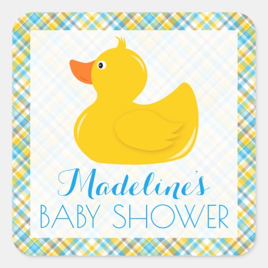 Rubber Ducky Baby shower Vierkante Sticker (Voorkant)