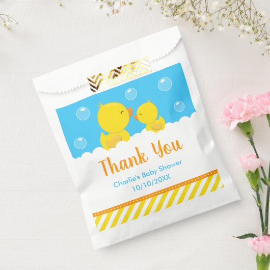 Rubber Ducky Baby shower Yellow Blue Dank je Bedankzakje (Gezegeld)
