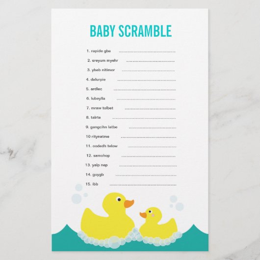 Rubber Ducky Baby Word Scramble Game (Voorkant)