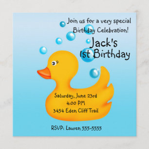 Rubber Ducky Birthday Invitations Kaart
