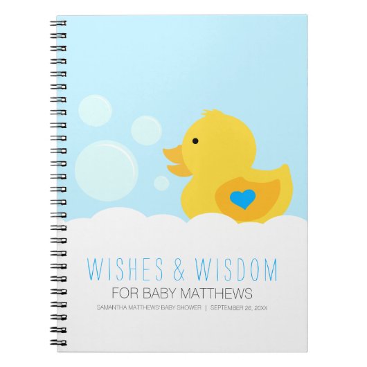 Rubber Ducky Boy Baby shower Gastenboek Notitieboek (Voorkant)