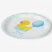 Rubber Ducky Boy First Birthday Paper Bord (Gekanteld)