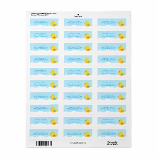 Rubber Ducky Bubble Bath Boy Baby shower Etiket (Full Sheet)