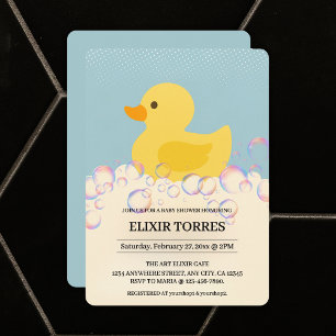 Rubber Ducky Bubbles Baby shower Kaart