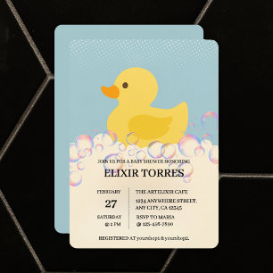 Rubber Ducky Bubbles Baby shower Kaart