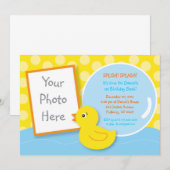 Rubber Ducky Duck Photo Birthday Invitations Kaart (Voorkant / Achterkant)