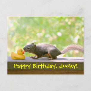 Rubber Ducky en Squirrel Kissing Briefkaart