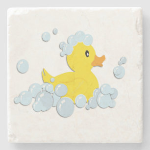 Rubber Ducky in bubbels Stenen Onderzetter