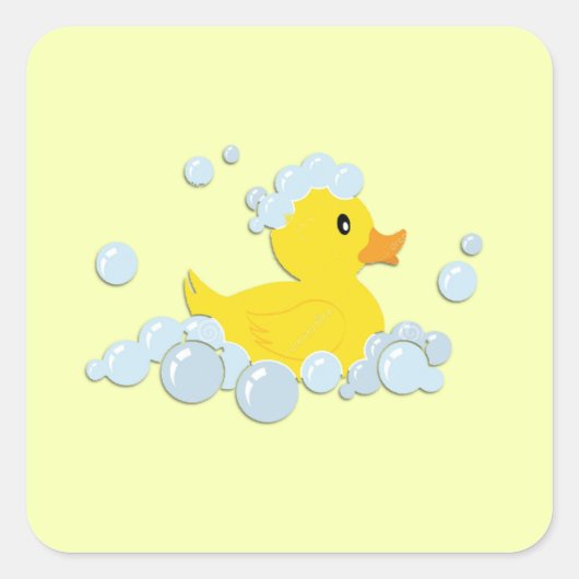 Rubber Ducky in bubbels Vierkante Sticker (Voorkant)