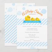 Rubber Ducky| Invitation Baby shower jumeaux (Devant / Derrière)