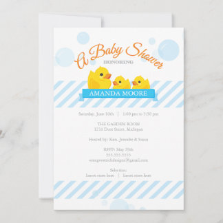 Rubber Ducky| Invitation Baby shower jumeaux