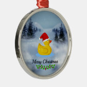 Rubber Ducky-kerstgroeten Metalen Ornament (Rechts)