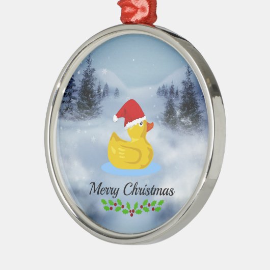 Rubber Ducky-kerstgroeten Metalen Ornament (Links)
