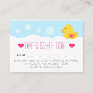 Rubber Ducky Meisje Baby shower Luier Raffle Ticke Informatiekaartje