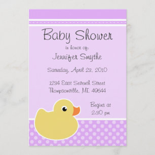 Rubber Ducky Paarse Baby Shower Invitaties Kaart