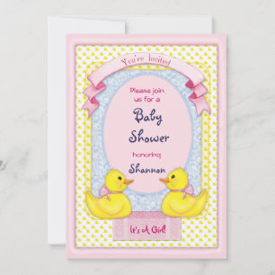 Rubber Ducky Roze Douche Uitnodiging