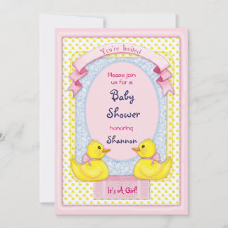 Rubber Ducky Roze Douche Uitnodiging