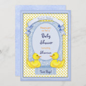Rubber Ducky Twin Boys Douche Invitation (Devant / Derrière)