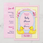 Rubber Ducky Twin Girls Douche Invitation (Devant / Derrière)