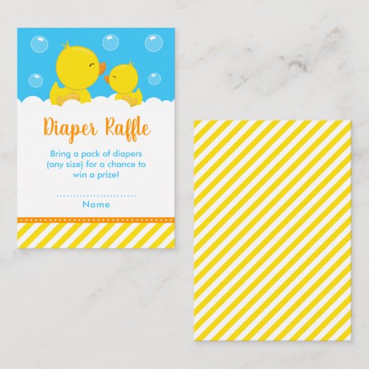 Rubber Ducky Yellow and Blue Diaper Raffle Informatiekaartje (Voorkant / Achterkant)