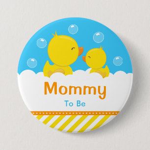 Rubber Ducky Yellow and Blue Mmammie om te worden Ronde Button 7,6 Cm