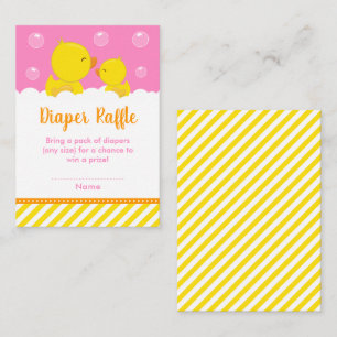 Rubber Ducky Yellow and Pink Diaper Raffle Informatiekaartje