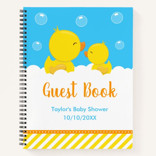 Rubber Ducky Yellow Blue Baby shower Guest Book Notitieboek (Voorkant)