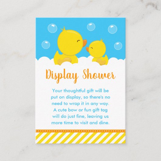 Rubber Ducky Yellow en Blue Display Shower Informatiekaartje (Voorkant)