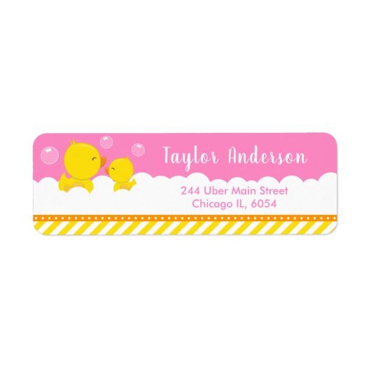 Rubber Ducky Yellow en Roze Etiket (Voorkant)