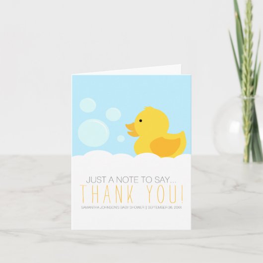 Rubber Ducky Yellow Neutral Baby shower Dank u Bedankkaart (Voorkant)