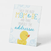 Rubber Eend Adreserend de Enveloppe Baby Shower Reclamebord Met Voetstuk (Voorkant)