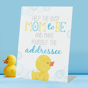 Rubber Eend Adreserend de Enveloppe Baby Shower Reclamebord Met Voetstuk