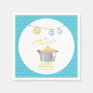 Rubber Eend Baby Shower Met Stippen Waslijn  Servet