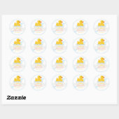 Rubber Eend Baby Shower Sticker | Blauwe Bubbelbad (Vel)