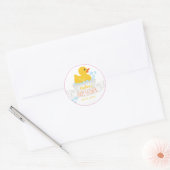 Rubber Eend Baby Shower Sticker | Roze Bubbelbad (Envelop)