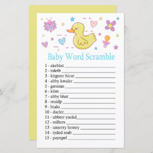 Rubber eend Baby word scramble game