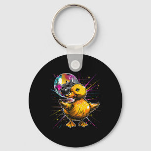 Rubber Eend Disco Dansen Disco Ball Muziek Rubber Sleutelhanger