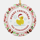 Rubber eend kerst Waterverf Keramisch Ornament (Voorkant)