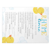 Rubber eend kwekerij rijm Baby shower spel pakket Notitieblok (Voorkant)