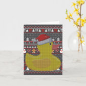 Rubber Eend Lelijke Kerstman Hoed Eend Kerstmis Kaart (Gele Bloem)